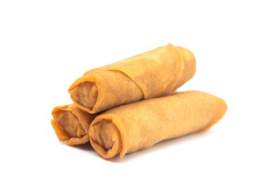 Fried Spring Rolls on a White Background clipart
