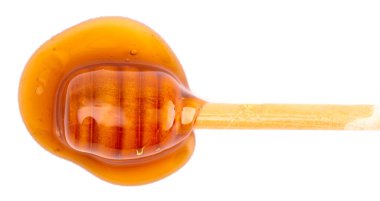 Tatlı Bal Bal Kaşık Beyaz Arkaplanda Döküldü