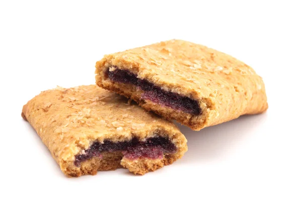 Ολόκληρο Grain Blueberry Breakfast Bar Λευκό Φόντο — Φωτογραφία Αρχείου