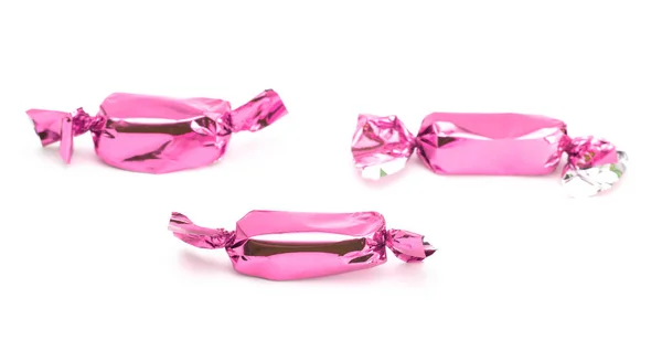 Pink Wrapped Candy Fundo Branco — Fotografia de Stock