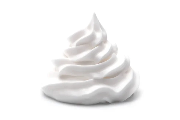 白い背景にホイップクリームの渦巻き — ストック写真