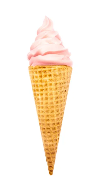 Pink Soft Serve Een Wafelkegel — Stockfoto