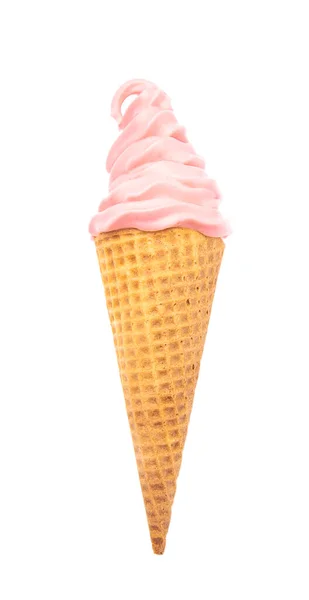 Rosa Soft Serve Cono Waflle — Foto Stock