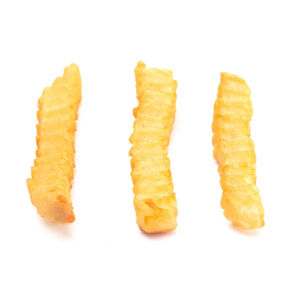 Crinkle Fries Geïsoleerd Een Witte Achtergrond — Stockfoto