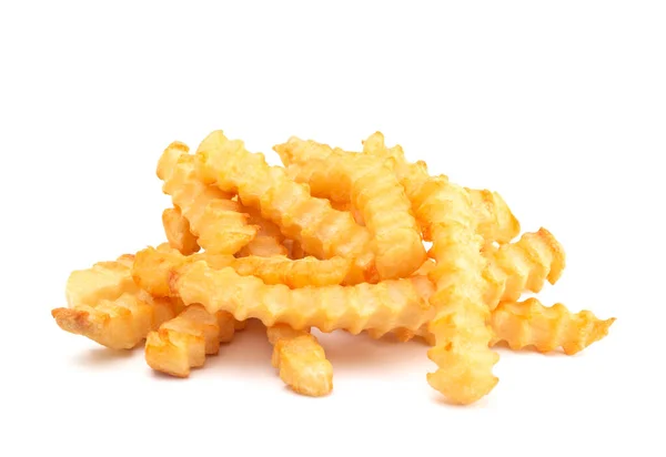 Crinkle Fries Geïsoleerd Een Witte Achtergrond — Stockfoto