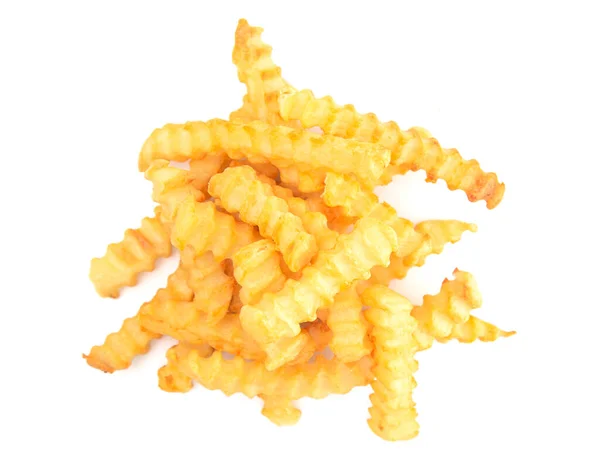 Crinkle Fries Isolated White Background — Stock Photo, Image