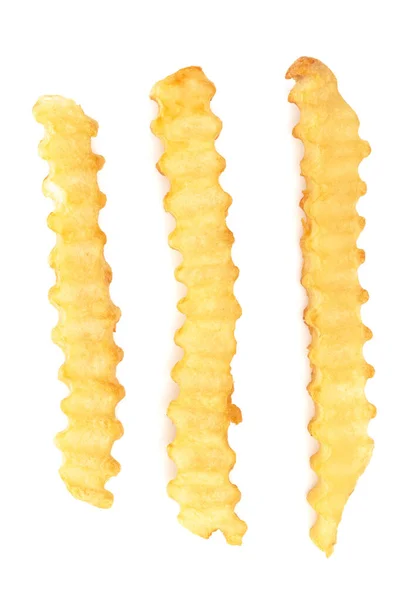 Crinkle Fries Isolerad Vit Bakgrund — Stockfoto