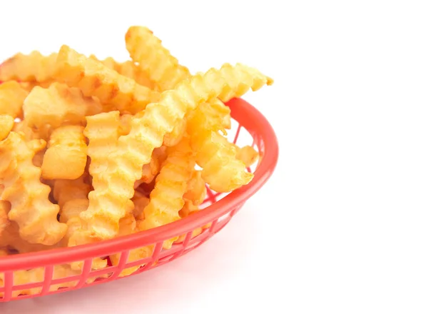 Crinkle Fries Geïsoleerd Een Witte Achtergrond — Stockfoto