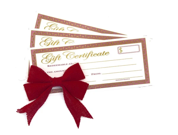 Holiday Gift Certificates White Background — Stock Photo, Image