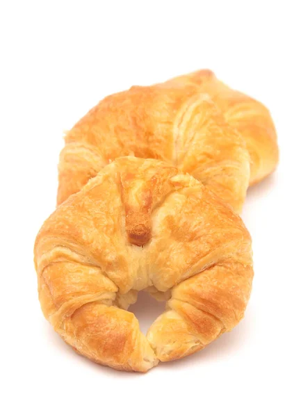 Čerstvě Pečené Francouzské Croissanty Bílém Pozadí — Stock fotografie