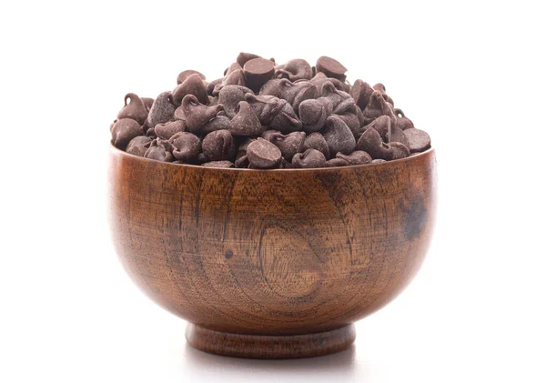 Bowl Semi Sweet Chocolate Baking Chips — Stock Photo, Image