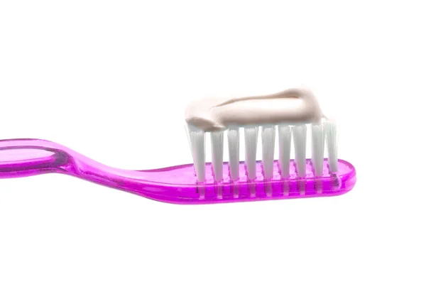 Simple Toothbrush White Background Toothpaste Applied Bristles — Stock Photo, Image