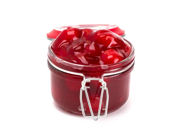 Dikke Cherry Pie Vulling Een Glazen Pot — Stockfoto