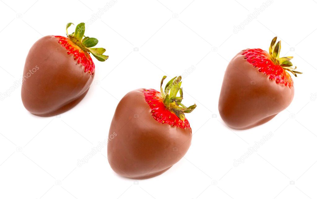 Chocolate Covered Strawberries Isolated on a White Background