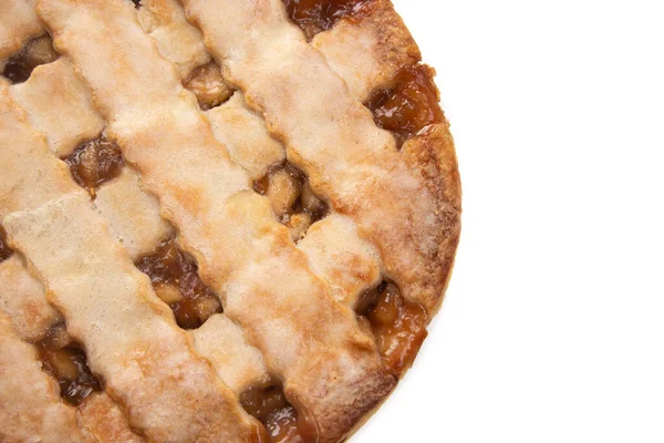 Beautiful Lattice Topped Apple Caramel Pie — Stock Photo, Image