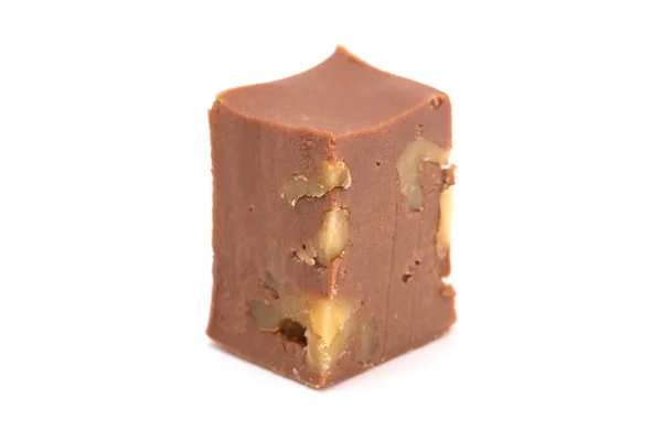 Nut Fudge Cokelat Berisi Latar Belakang Putih — Stok Foto