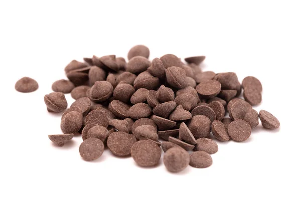 Hög Med Osötade Carob Chips Vit Bakgrund — Stockfoto