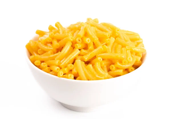 Klasyczny Boxed Mac Cheese Białej Misce — Zdjęcie stockowe