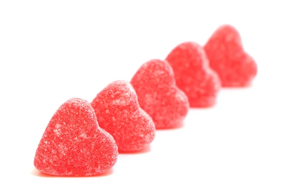 Red Jelly Hearts Isolerad Vit Bakgrund — Stockfoto