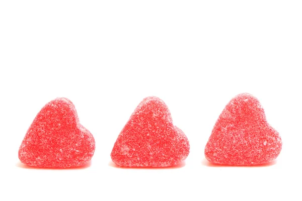 Red Jelly Hearts Isolerad Vit Bakgrund — Stockfoto