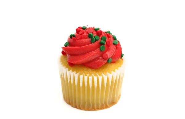 Cupcakes Natal Isolado Fundo Branco — Fotografia de Stock