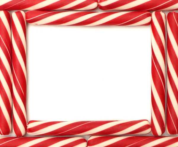 Peppermint Sticks Boarder White Foreground — Stock Photo, Image