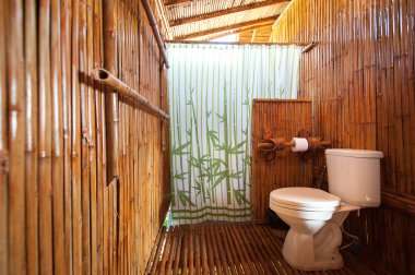 banyo bambu duvar duşakabin ve küvet