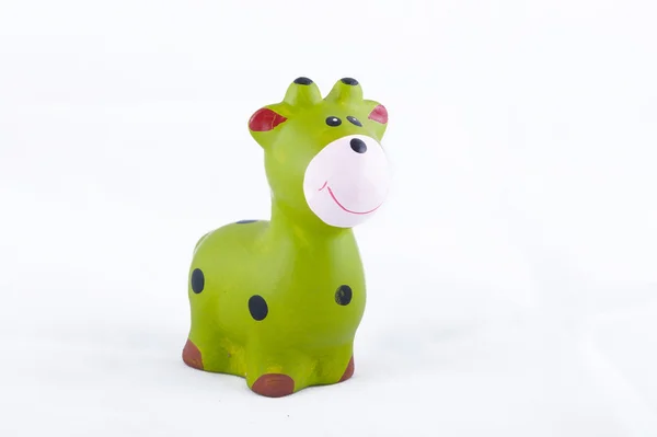 Boneca girafa verde isolado no fundo branco . — Fotografia de Stock