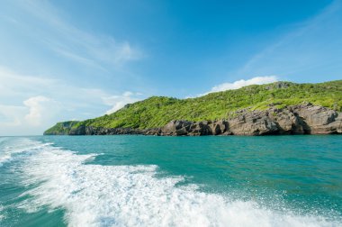 Rocks in the sea,Ocean view in sunny summer day