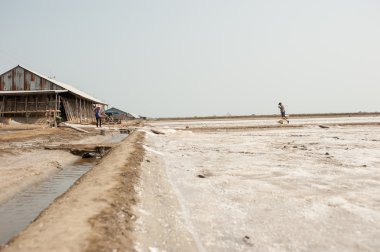 Çalışan çiftçi tuz kazık Tayland