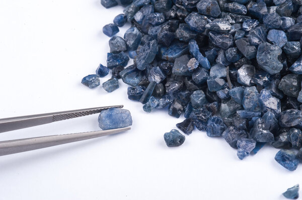 Raw, uncut and rough blue Sapphire crystals.