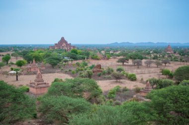 Pagoda manzara Bagan, Myanmar Akdağ