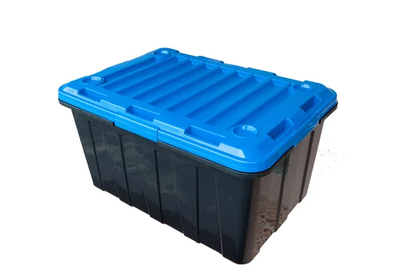 Пластиковая коробка упаковки готовой продукции на белой бэкгро — стоковое фото