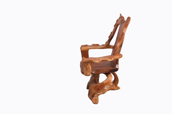 Chaise en bois antique avec isolée sur fond blanc . — Photo