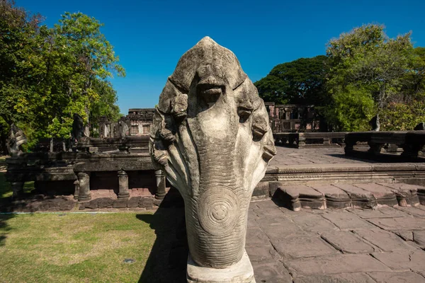 Lion Sandstone Statue Phimai Historical Park Ancient Castle Nakhon Ratchasima — Stock Photo, Image