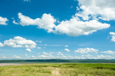 Nehir ve güneşli bir sahada 