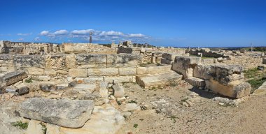 Antik Yunan şehir Kourion (sit alanı) Limasol, Kıbrıs yakınlarında kalıntıları panoramik manzaralı