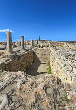Antik Yunan şehir Kourion (sit alanı) Limasol, Kıbrıs yakınlarında kalıntıları görünümünü