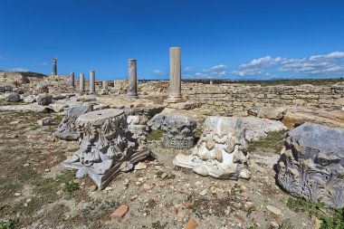 Antik Yunan şehir Kourion (sit alanı) Limasol, Kıbrıs yakınlarında kalıntıları görünümünü