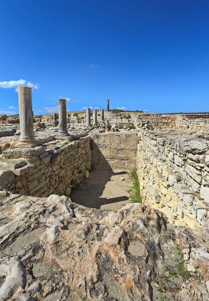 View of the ruins of the ancient Greek city Kourion (archaeological site) near Limassol, Cyprus