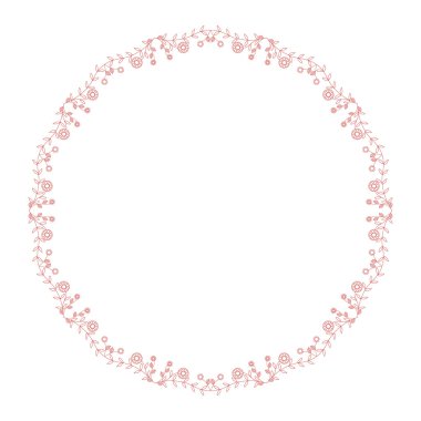Tasarımınız için yuvarlak çerçeve çiçek. Elle çizilmiş çiçek ve yaprak
