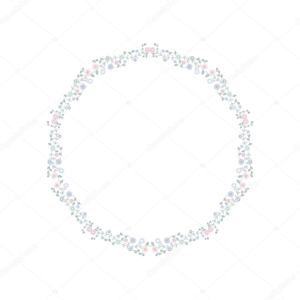 Pentagono di cornice floreale di colore per il vostro disegno Disegnato a mano fiori e foglie Illustrazione di vettore — Vettoriali di werikb77ail