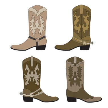 Set of cowboy boots clipart