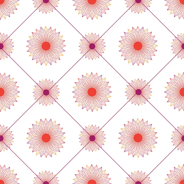 Motif floral sans couture avec grille graphique. Poussière vectorielle colorée — Image vectorielle
