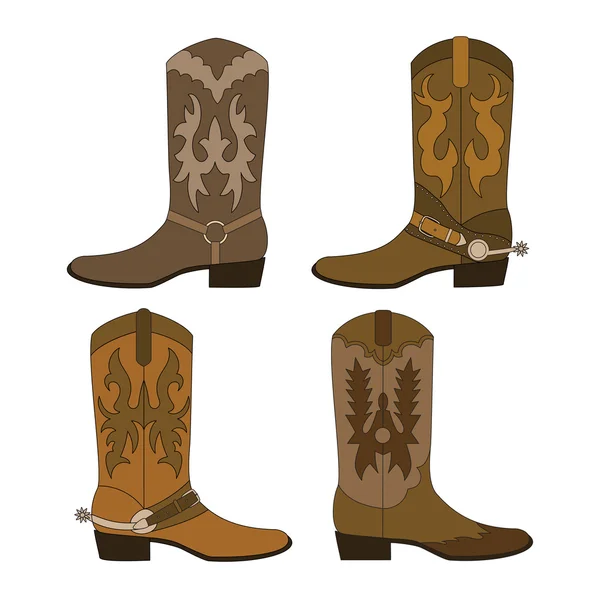 Conjunto de botas de cowboy — Vetor de Stock