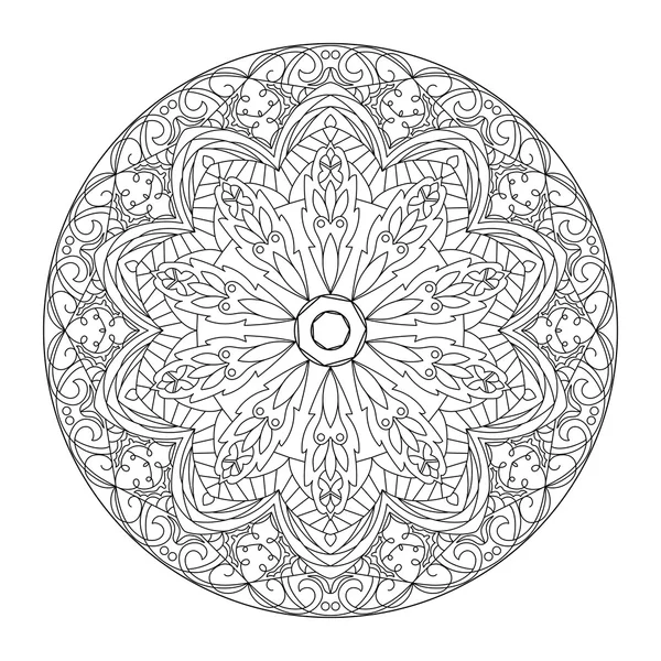 Graficzny mandala rękę wyciągnąć. Czarno-białe tło. — Wektor stockowy