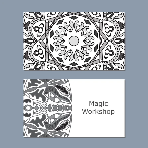 Modelos de cartão de visita com mandala monocromática para impressão ou — Vetor de Stock