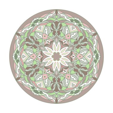 Çiçek sembollerle yeşil mandala