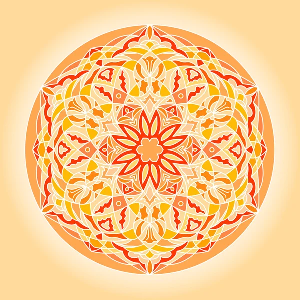 Sun mandala med symboler av blomman — Stock vektor