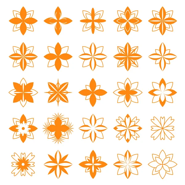 Set von floralen Symbolen für das Design. vier Blütenblätter. — Stockvektor